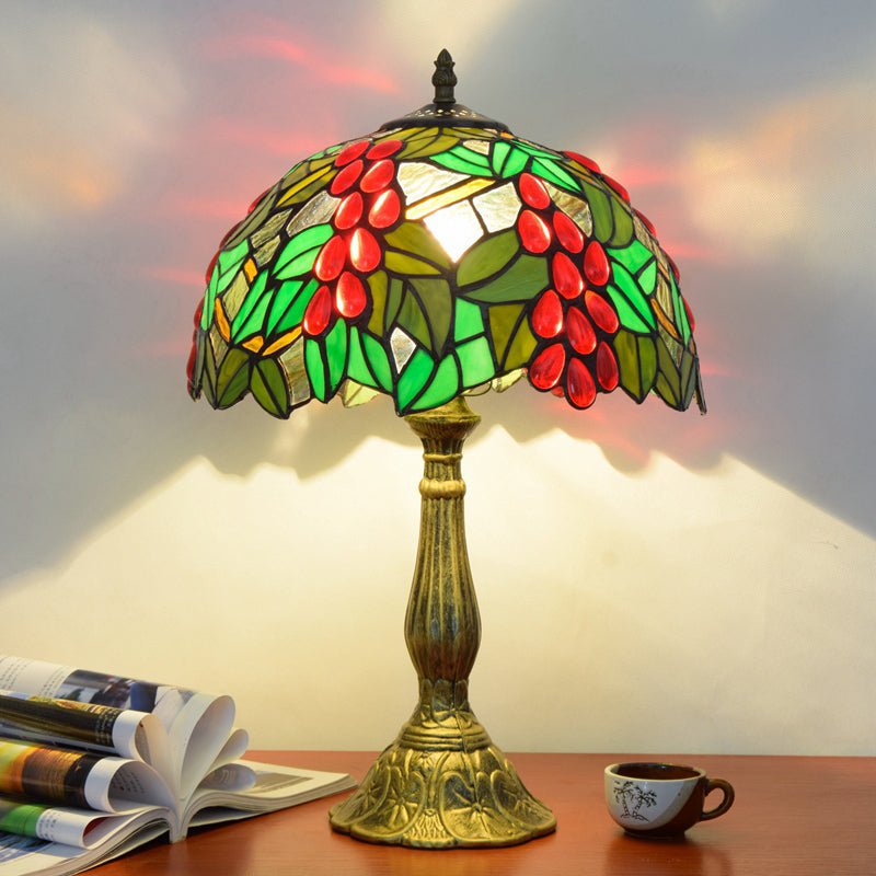 Decorative Stained Glass Dome Shade Table Lamp for Living Room - Nightstand Light