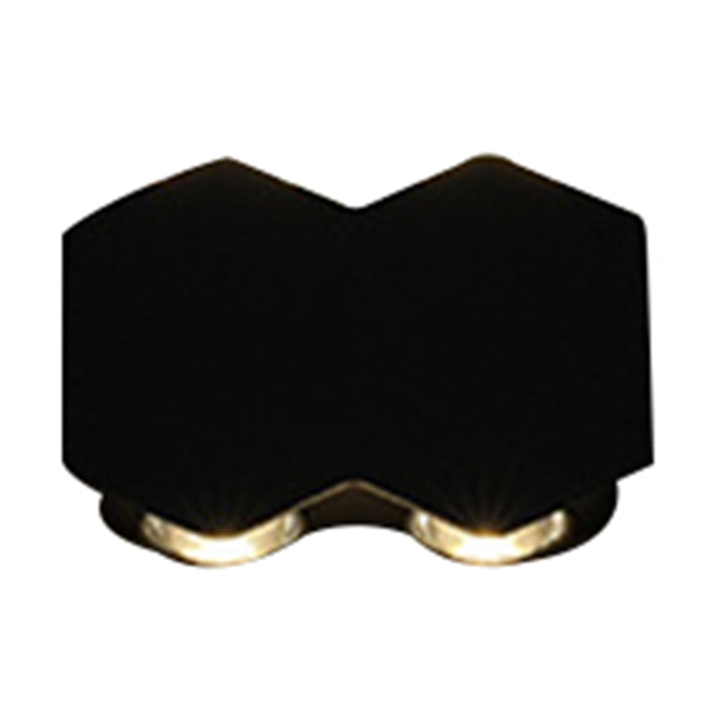 Nordic Metallic Mini Wandlamp - Ellips/Curve/Honingraat Design - 4/6-Lamp LED Wall Washer Sconce in Zwart voor Gangen