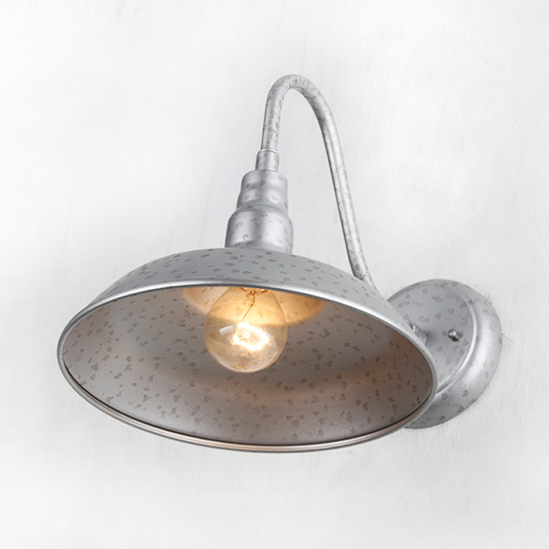 Industrial Silver Metal Outdoor Wall Sconce - 10