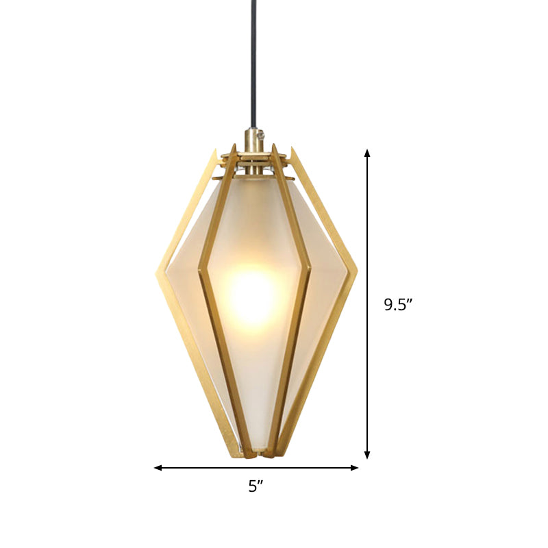 Modern Diamond Office Pendant Light, Green/White Glass, 5