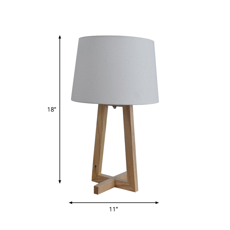 Lampe de table de nuit minimaliste en tissu pour chambre d'enfant – 1 tête, lampe de chevet en bois à 2 pieds