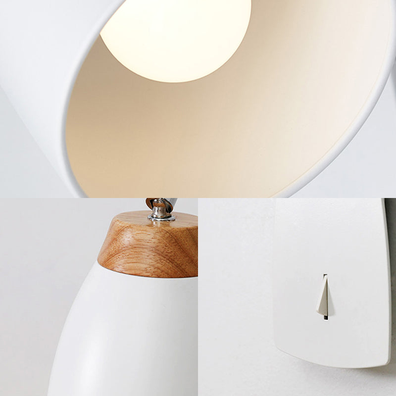 Lampada da parete minimalista affusolata in bianco e nero con interruttore, ideale per lo studio