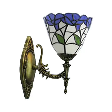 Rustieke Tiffany wandgemonteerde bloemlamp - veelkleurig voor gangen
