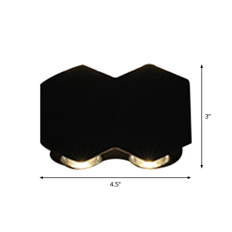 Nordic Metallic Mini Wandlamp - Ellips/Curve/Honingraat Design - 4/6-Lamp LED Wall Washer Sconce in Zwart voor Gangen