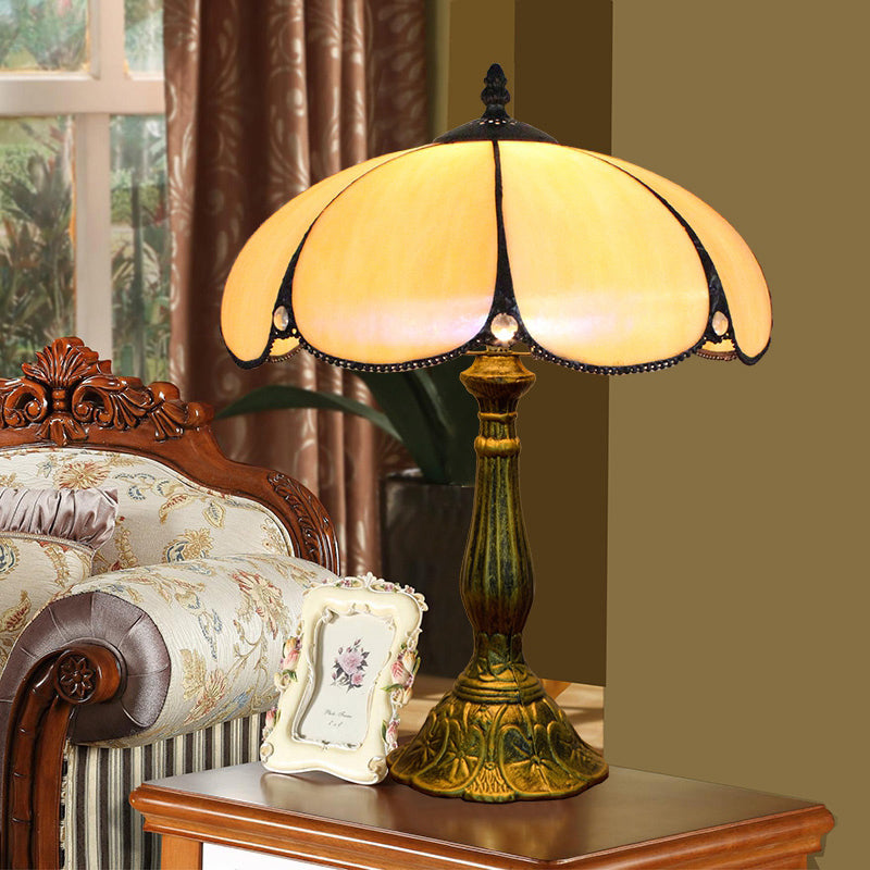 Decorative Stained Glass Dome Shade Table Lamp for Living Room - Nightstand Light