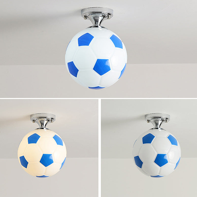 Kids' Football Ceiling Mounted Fixture - Close to Ceiling Lighting for Bedroom with Glass Style