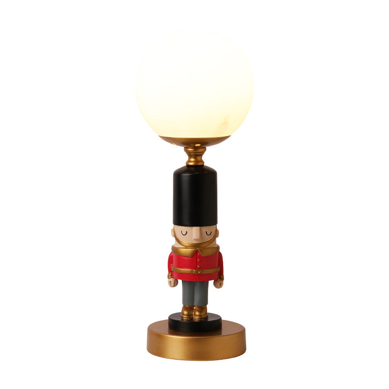 Kids Soldier Bedside Lamp: Resin Nightstand with Shade, Table Lighting (1 Bulb)