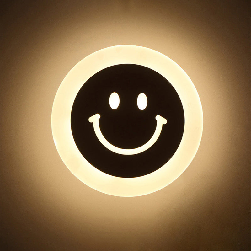 Applique murale LED à encastrer avec motif pomme/feuille/chat pour enfants – Petite applique murale en acrylique pour chambre d'enfant en blanc
