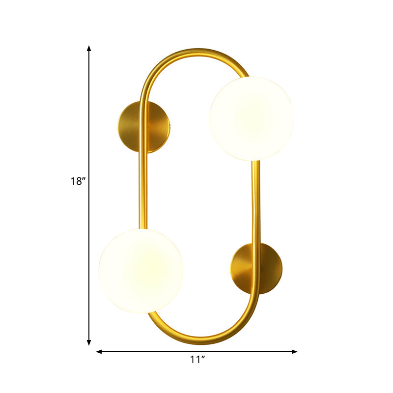 Modern Milk Glass LED Wall Mount Lamp with Brass Finish - Ideal for Bedroom Lighting