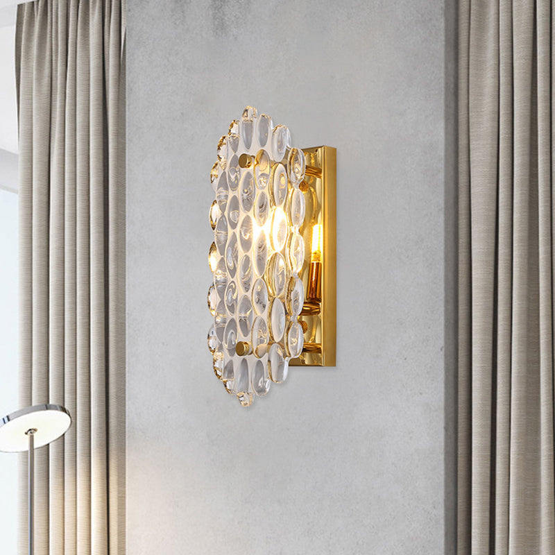 Moderne gouden wandlamp met kristallen paneelkap - Elegante gangkandelaar