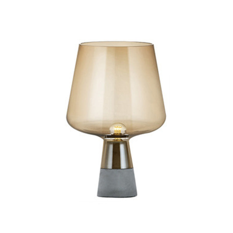 Modern Wineglass Bedside Table Lamp with Cement Base