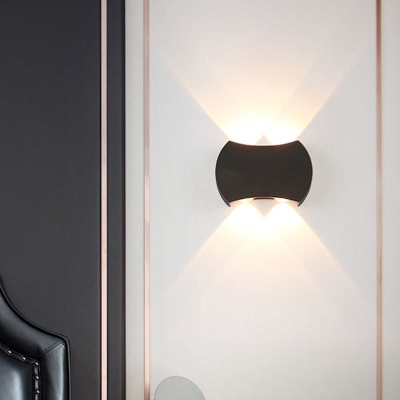 Nordic Metallic Mini Wandlamp - Ellips/Curve/Honingraat Design - 4/6-Lamp LED Wall Washer Sconce in Zwart voor Gangen