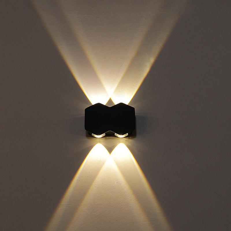 Nordic Metallic Mini Wandlamp - Ellips/Curve/Honingraat Design - 4/6-Lamp LED Wall Washer Sconce in Zwart voor Gangen