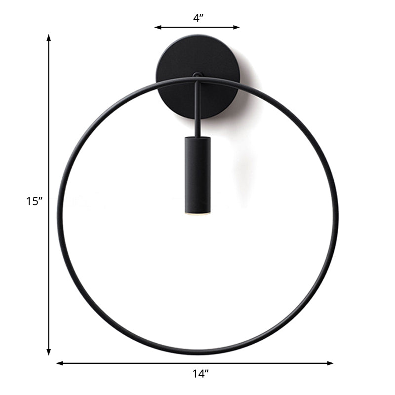 Nordic Ring Metal Sconce Light Fixture - 1 Light Wall Lamp in Black/Gold for Bedroom, 11