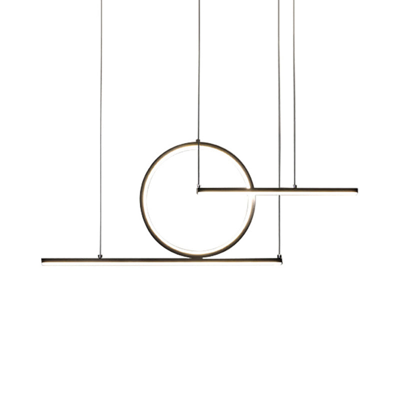 Modern Geometric LED Pendant Light in Black/Gold, Warm/White Illumination - Ideal for Kitchen, Landscape, and Island Lighting