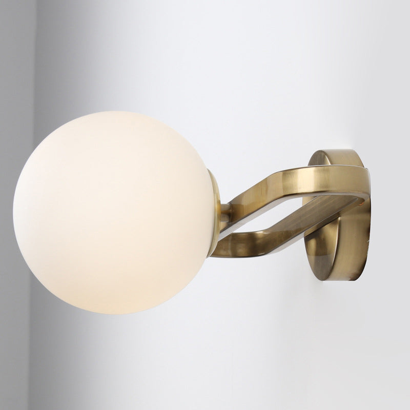 Opal Glass Sphere Sconce Light - Single Light Gold Wall Lighting with Oblong Decor