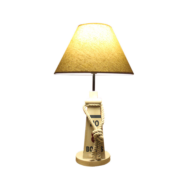 Veilleuse pour enfants à base trapézoïdale - Lampe de table en résine avec abat-jour rouge/blanc