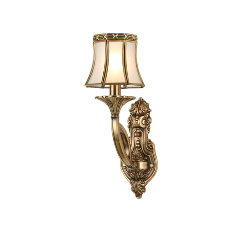 Bell Metal Wall Sconce Traditional 1-Bulb Brass Bathroom Wall Mounted Light Fixture