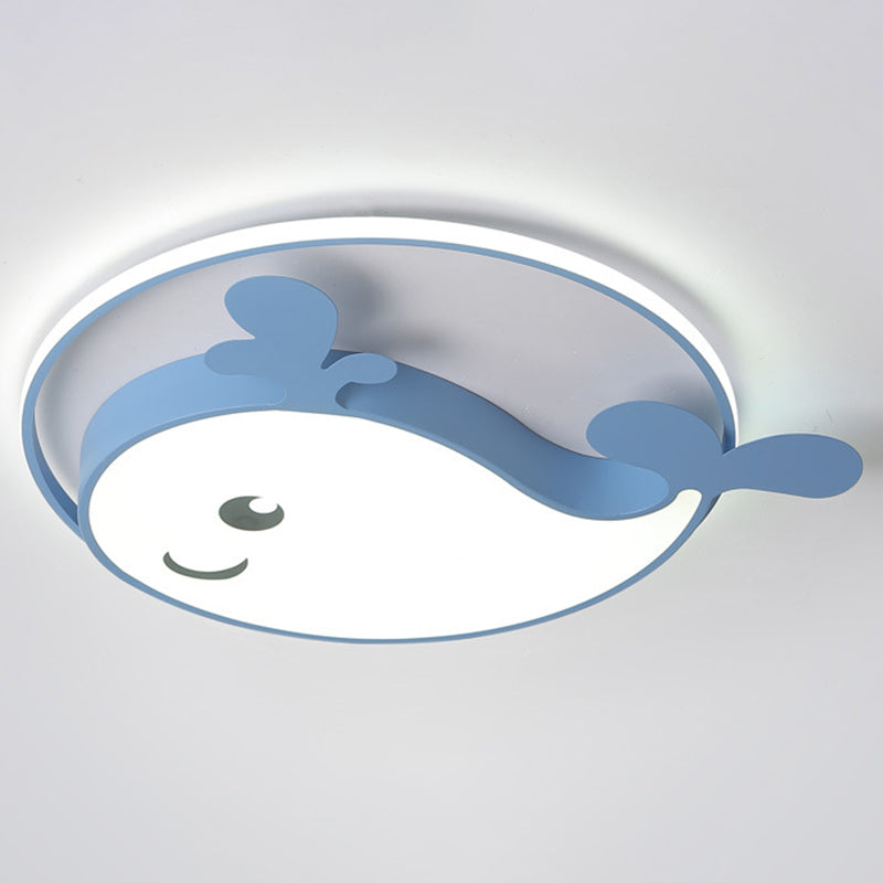 Kids Acrylic Whale Flush Mount Ceiling Light for Bedroom