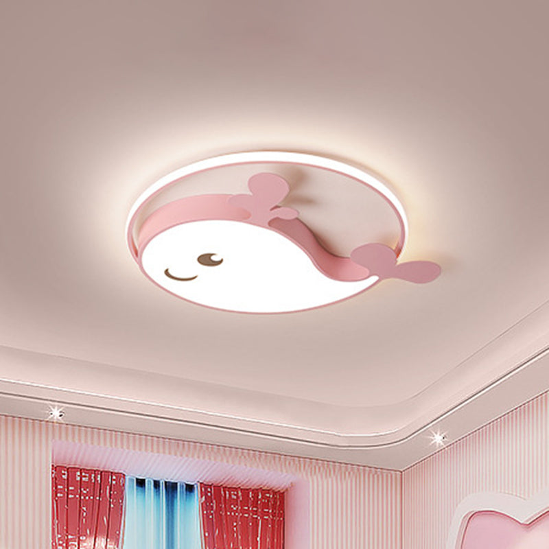 Kids Acrylic Whale Flush Mount Ceiling Light for Bedroom