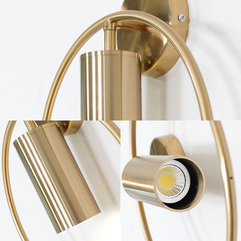 Nordic Ring Metal Sconce Light Fixture - 1 Light Wall Lamp in Black/Gold for Bedroom, 11