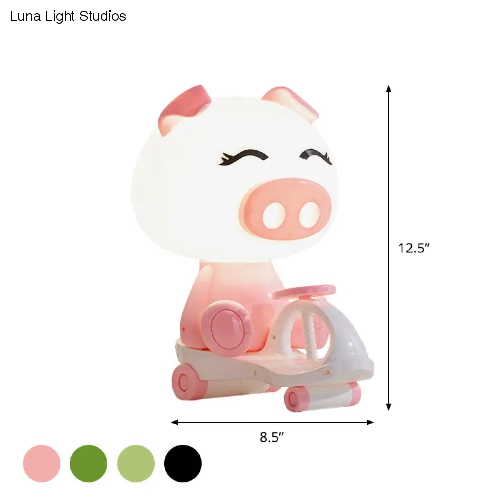 Iris - Adorable Pig/Frog/Panda Kids Bedroom Reading Book Light Plastic 1-Light Cartoon Night Table Lamp in Black/Pink/Green
