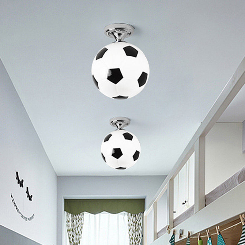 Kids' Football Ceiling Mounted Fixture - Close to Ceiling Lighting for Bedroom with Glass Style