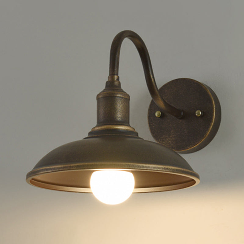 Vintage Aged Silver/Antique Brass Outdoor Wall Lamp with Metal Shade