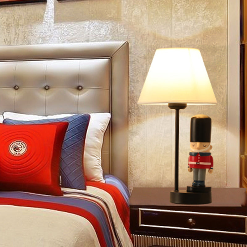 Kids Soldier Bedside Lamp: Resin Nightstand with Shade, Table Lighting (1 Bulb)
