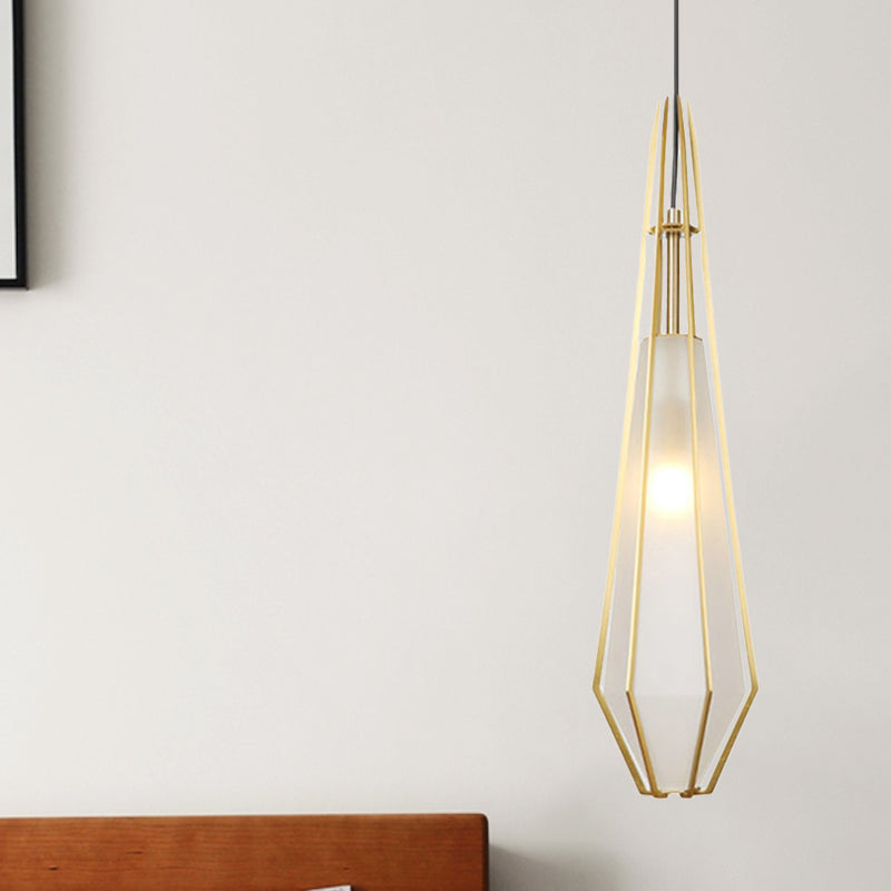 Modern Diamond Office Pendant Light, Green/White Glass, 5