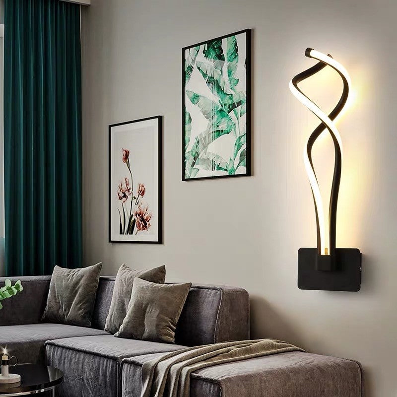 Minimalistische Line Art LED-sconce-lamp - Zwart metalen wandlamp voor gangen