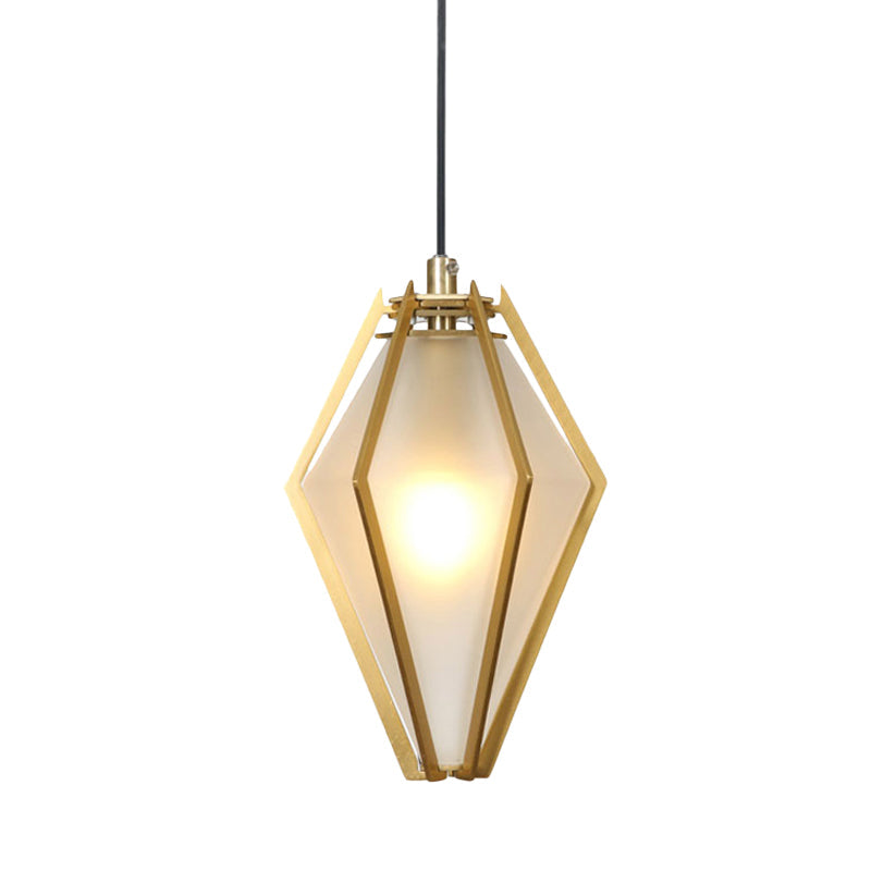 Modern Diamond Office Pendant Light, Green/White Glass, 5