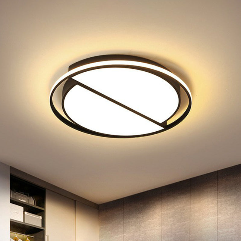 Modern Black Metal LED Ceiling Light for Study Room - Splicing Round Design