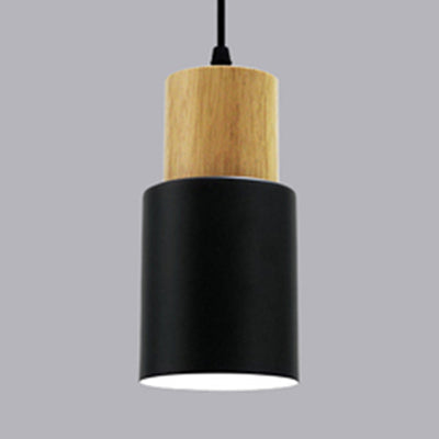 Modern Metal and Wood Hanging Lamp - 1 Light Pendant for Office Hallways