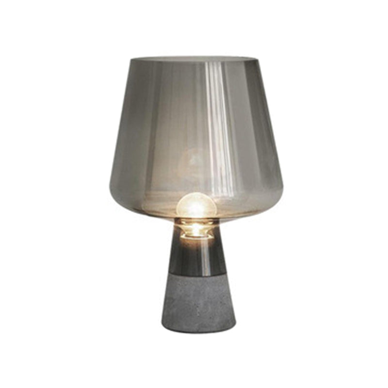 Modern Wineglass Bedside Table Lamp with Cement Base