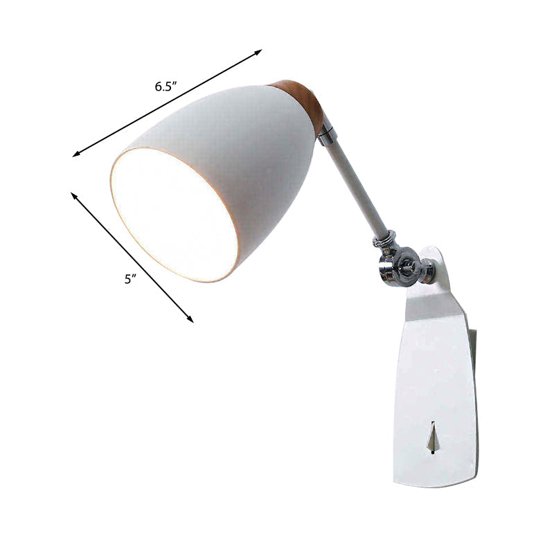 Lampada da parete minimalista affusolata in bianco e nero con interruttore, ideale per lo studio
