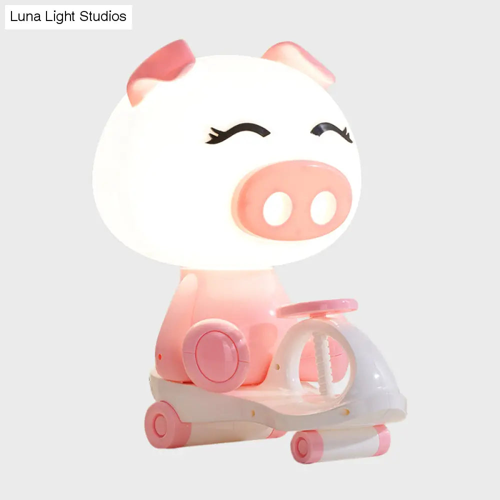 Iris - Adorable Pig/Frog/Panda Kids Bedroom Reading Book Light Plastic 1-Light Cartoon Night Table Lamp in Black/Pink/Green