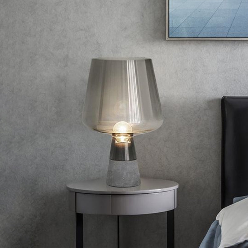 Modern Wineglass Bedside Table Lamp with Cement Base