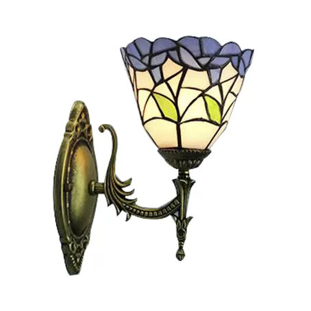 Rustieke Tiffany wandgemonteerde bloemlamp - veelkleurig voor gangen