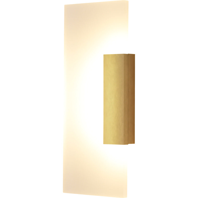Gouden minimalistische LED-wandkandelaar voor gang - rechthoekig acrylontwerp
