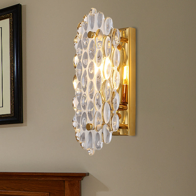 Moderne gouden wandlamp met kristallen paneelkap - Elegante gangkandelaar