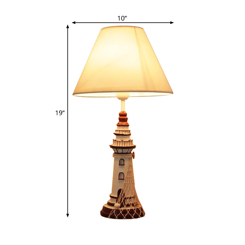 Lampe de table en résine pour enfants – Veilleuse phare rouge/bleu foncé avec télécommande et variateur d'intensité