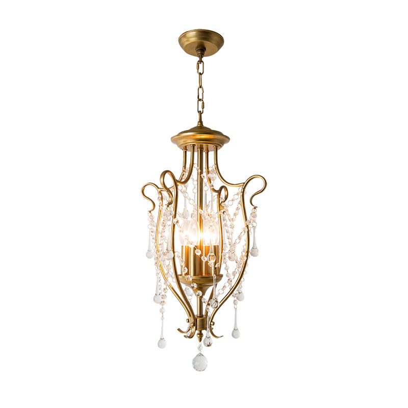 Elegante lámpara colgante de hierro en forma de remolino con soportes de cristal para comedor