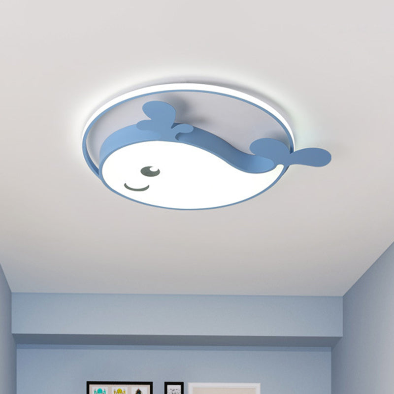 Kids Acrylic Whale Flush Mount Ceiling Light for Bedroom