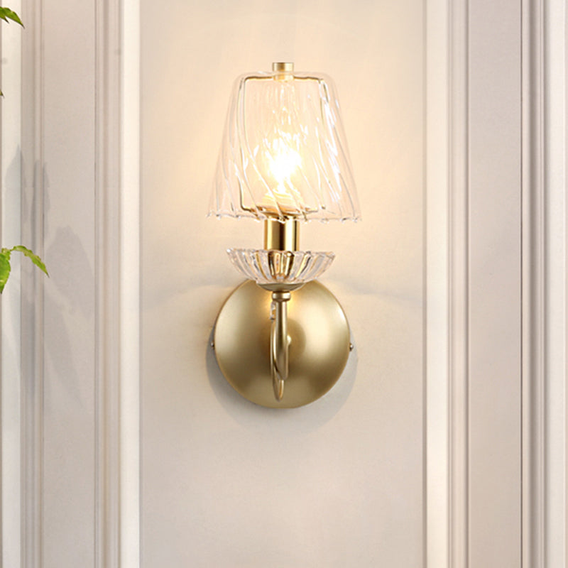 Modern Glass Conical Sconce: Gold Wall Mounted Lamp for Great Rooms