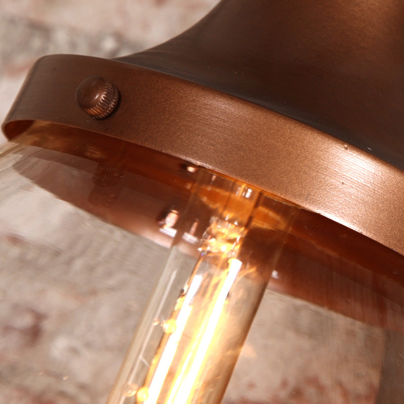 Clear Glass Sconce Light with Black Oval Shade - Industrial Wall Lamp for Living Room