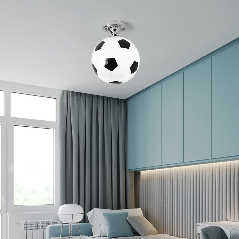 Kids' Football Ceiling Mounted Fixture - Close to Ceiling Lighting for Bedroom with Glass Style