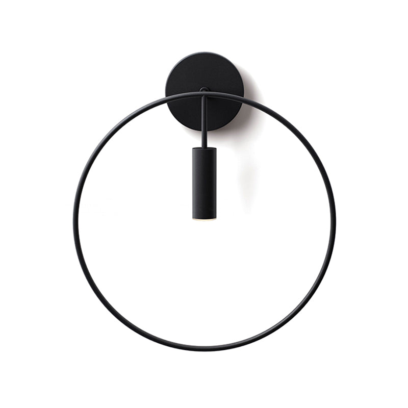 Nordic Ring Metal Sconce Light Fixture - 1 Light Wall Lamp in Black/Gold for Bedroom, 11