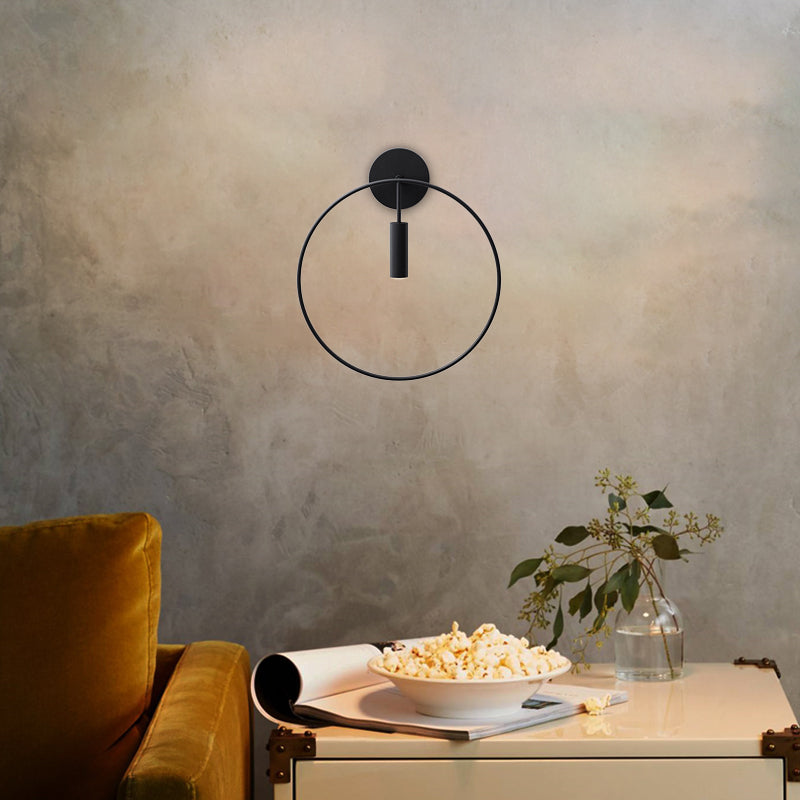 Nordic Ring Metal Sconce Light Fixture - 1 Light Wall Lamp in Black/Gold for Bedroom, 11