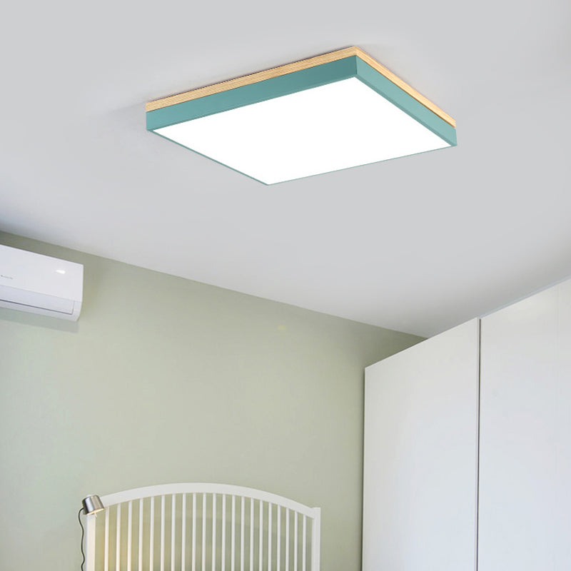 Acrylic LED Ceiling Light for Baby Room & Hallway - Macaron Loft Square Flush Lamp